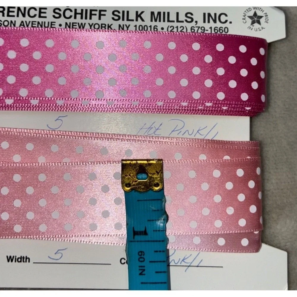 Lawrence Schiff Silk Mills Ribbon‎ Hot Pink/Pink Polka Dot 1